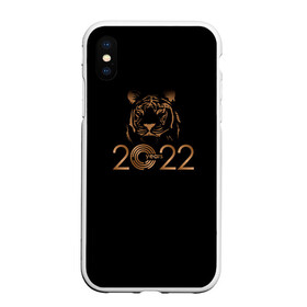 Чехол для iPhone XS Max матовый с принтом 2022 Tiger Bronze Theme , Силикон | Область печати: задняя сторона чехла, без боковых панелей | Тематика изображения на принте: 2022 | год тигра | нг | новый год | подарки на новый год | праздник | рождество | тигр