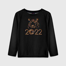 Детский лонгслив 3D с принтом 2022 Tiger Bronze Theme , 100% полиэстер | длинные рукава, круглый вырез горловины, полуприлегающий силуэт
 | Тематика изображения на принте: 2022 | год тигра | нг | новый год | подарки на новый год | праздник | рождество | тигр