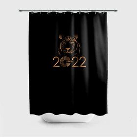 Штора 3D для ванной с принтом 2022 Tiger Bronze Theme , 100% полиэстер | плотность материала — 100 г/м2. Стандартный размер — 146 см х 180 см. По верхнему краю — пластиковые люверсы для креплений. В комплекте 10 пластиковых колец | 2022 | год тигра | нг | новый год | подарки на новый год | праздник | рождество | тигр