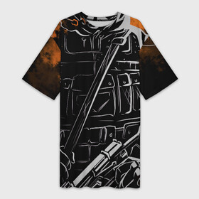 Платье-футболка 3D с принтом Вооруженный ,  |  | армия | в топе | в тренде | зеленое | оружие | силовики | спецназ | цвета