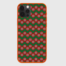 Чехол для iPhone 12 Pro с принтом Knitted Snowflake Pattern , силикон | область печати: задняя сторона чехла, без боковых панелей | background | christmas | geometry | knitted pattern | new year | pattern | snowflakes | texture | вязаный узор | геометрия | новый год | паттерн | рождество | снежинки | текстура | узор | фон