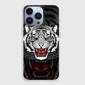 Чехол для iPhone 13 Pro с принтом ЧЁРНЫЙ ТИГР | BLACK TIGER УЗОР ,  |  | Тематика изображения на принте: 2022 | beast | merry christmas | new year | red bow | santa hat | snow | tiger | winter | winter is coming | year of the tiger | год тигра | дед мороз | животные | звери | зверь | зима | зима 2022 | зима близко | новог | новогодни