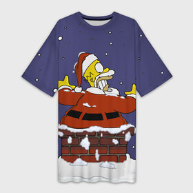 Платье-футболка 3D с принтом ГОМЕР САНТА СИМПСОНЫ ,  |  | 2021 | 2022 | christmas | homer | merry | merry christmas | new year | simpson | simpsons | snow | sweater | ugly christmas | winter | гомер | гомер симпсон | зима | новогодний | новогодняя | новый год | рождественский | рождество | симпсон