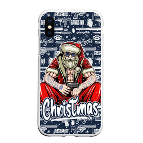 Чехол для iPhone XS Max матовый с принтом Гангстер Санта Клаус   Santa Claus Gangster , Силикон | Область печати: задняя сторона чехла, без боковых панелей | christmas | бита | гангстер | дед мороз | кастет | новый год | нож | оружие | пистолет | рождество | санта | снежинка