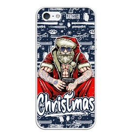 Чехол для iPhone 5/5S матовый с принтом Гангстер Санта Клаус   Santa Claus Gangster , Силикон | Область печати: задняя сторона чехла, без боковых панелей | christmas | бита | гангстер | дед мороз | кастет | новый год | нож | оружие | пистолет | рождество | санта | снежинка