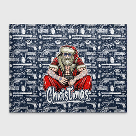 Обложка для студенческого билета с принтом Гангстер Санта Клаус   Santa Claus Gangster , натуральная кожа | Размер: 11*8 см; Печать на всей внешней стороне | christmas | бита | гангстер | дед мороз | кастет | новый год | нож | оружие | пистолет | рождество | санта | снежинка