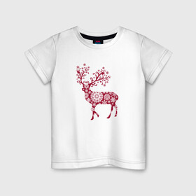 Детская футболка хлопок с принтом Снежный Олень , 100% хлопок | круглый вырез горловины, полуприлегающий силуэт, длина до линии бедер | волшебный олень | животное | новый год | олень | снежинки | снежный олень