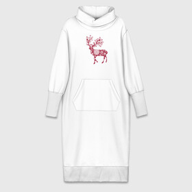 Платье удлиненное хлопок с принтом Снежный Олень ,  |  | волшебный олень | животное | новый год | олень | снежинки | снежный олень