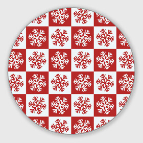 Круглый коврик для мышки с принтом Шахматные Снежинки , резина и полиэстер | круглая форма, изображение наносится на всю лицевую часть | зима | новогоднее настроение | новый год | снежинки | шахматные снежинки | шахматы