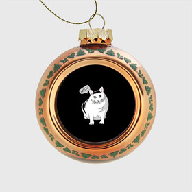 Стеклянный ёлочный шар с принтом КОТ БЕНДЕР (МЕМ) , Стекло | Диаметр: 80 мм | Тематика изображения на принте: bender | cat | meme | memes | meow | бендер | кот | кошка | мем | мемы | мяй | толстый