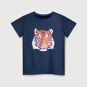 Детская футболка хлопок с принтом Тигра оранжевый , 100% хлопок | круглый вырез горловины, полуприлегающий силуэт, длина до линии бедер | 2022 | blue water tiger | год тигра | дедмороз | ёлка | кошка | новыйгод | полосатый год | синий тигр | тигриный новый год | черный тигра