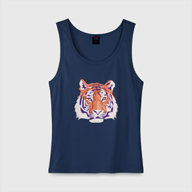 Женская майка хлопок с принтом Тигра оранжевый , 95% хлопок, 5% эластан |  | 2022 | blue water tiger | год тигра | дедмороз | ёлка | кошка | новыйгод | полосатый год | синий тигр | тигриный новый год | черный тигра
