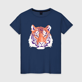 Женская футболка хлопок с принтом Тигра оранжевый , 100% хлопок | прямой крой, круглый вырез горловины, длина до линии бедер, слегка спущенное плечо | 2022 | blue water tiger | год тигра | дедмороз | ёлка | кошка | новыйгод | полосатый год | синий тигр | тигриный новый год | черный тигра