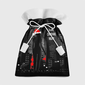 Подарочный 3D мешок с принтом Happy Christmas Night , 100% полиэстер | Размер: 29*39 см | christmas | happy christmas night | naked snow maiden | new year | night city | silhouette | новый год | ночной город | рождество | силуэт