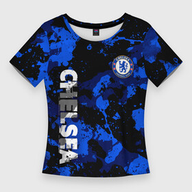 Женская футболка 3D Slim с принтом Челси, Chelsea ,  |  | chelsea | football | london | soccer | лига чемпионов | лондон | форма | футбол | челси
