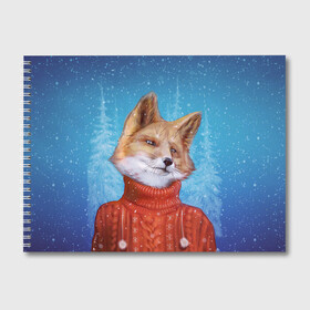 Альбом для рисования с принтом НОВОГОДНИЙ ЛИС | CHRISTMAS FOX , 100% бумага
 | матовая бумага, плотность 200 мг. | Тематика изображения на принте: 2022 | christmas | fox | merry | new | snow | winter | year | год | зима | лис | лиса | лисица | новый | рождество | рыжая | рыжий | снег