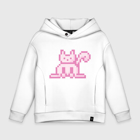 Детское худи Oversize хлопок с принтом Розовый пиксельный кот (Pink pixel cat) , френч-терри — 70% хлопок, 30% полиэстер. Мягкий теплый начес внутри —100% хлопок | боковые карманы, эластичные манжеты и нижняя кромка, капюшон на магнитной кнопке | Тематика изображения на принте: anime | cat | pink | pixel | pixel art | аниме | кот | писель | писель арт | розовый