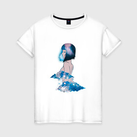Женская футболка хлопок с принтом Nebula girl , 100% хлопок | прямой крой, круглый вырез горловины, длина до линии бедер, слегка спущенное плечо | anime | clouds | girl | nebula | space | аниме | астрология | девушка | космос | облака