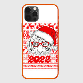 Чехол для iPhone 12 Pro с принтом НОВОГОДНИЙ ТИГР | 2022 , силикон | область печати: задняя сторона чехла, без боковых панелей | 2020 | 2021 | 2022 | christmas | merry | год водного тигра | леденец | нг | новогодний | новый год | рождество | свитер | тигр | узоры