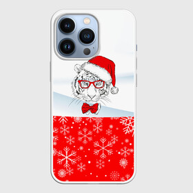 Чехол для iPhone 13 Pro с принтом Новогодний тигр в сугробе снега. ,  |  | 2022 | merry christmas | год тигра | нг | новогодний тигр | новогодняя символика | новый год | рождество | символ 2022 года | снежинки | тигр