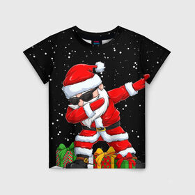 Детская футболка 3D с принтом SANTA, DAB , 100% гипоаллергенный полиэфир | прямой крой, круглый вырез горловины, длина до линии бедер, чуть спущенное плечо, ткань немного тянется | Тематика изображения на принте: 2021 | 2022 | bad | christmas | dab | happy | merry | merry christmas | new year | santa | snow | sweater | ugly christmas | winter | деб | дэб | зима | новогодний | новогодняя | новый год | рождественский | рождественский свитер | рождеств