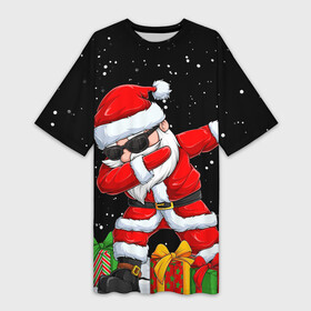 Платье-футболка 3D с принтом SANTA, DAB ,  |  | 2021 | 2022 | bad | christmas | dab | happy | merry | merry christmas | new year | santa | snow | sweater | ugly christmas | winter | деб | дэб | зима | новогодний | новогодняя | новый год | рождественский | рождественский свитер | рождеств