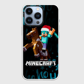 Чехол для iPhone 13 Pro с принтом НОВОГОДНИЙ МАЙНКРАФТ, HO HO HO ,  |  | 2021 | 2022 | creeper | dungeons | earth | game | merry christmas | minecraft | minecraft earth | new year | snow | winter | блоки | грифер | зима | игры | квадраты | компьютерная игра | крафт | крипер | маинкрафт | майн 