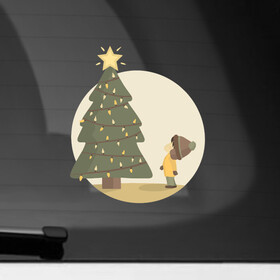 Наклейка на автомобиль с принтом Звезда желаний , ПВХ |  | декабрь | дерево | елка | зима | новый год | праздник | празднование | рождество