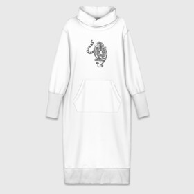 Платье удлиненное хлопок с принтом Символ года (тигр) ,  |  | 2022 | зима | новый год | символ года | снег | тигр