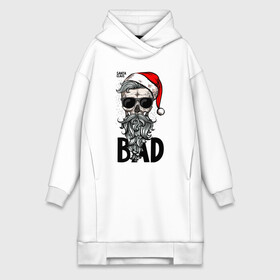 Платье-худи хлопок с принтом SANTA CLAUS BAD ,  |  | bad | beard | christmas | hipster | new year | red cap | santa claus | skull | борода | красный колпак | новый год | очки | рождество | санта клаус | хипстер | череп