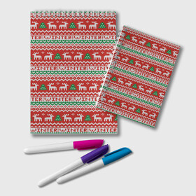 Блокнот с принтом Deer Christmas Pattern , 100% бумага | 48 листов, плотность листов — 60 г/м2, плотность картонной обложки — 250 г/м2. Листы скреплены удобной пружинной спиралью. Цвет линий — светло-серый
 | background | christmas | christmas pattern | deer | herringbone | holiday | knitted pattern | new year | pattern | texture | tree | вязаный узор | елка | елочка | новогодний узор | новый год | олени | паттерн | праздник | рождество | текстура | узор | фон