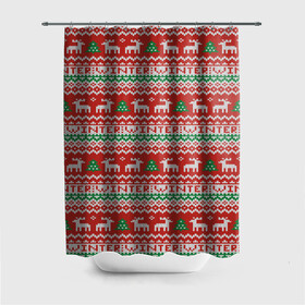 Штора 3D для ванной с принтом Deer Christmas Pattern , 100% полиэстер | плотность материала — 100 г/м2. Стандартный размер — 146 см х 180 см. По верхнему краю — пластиковые люверсы для креплений. В комплекте 10 пластиковых колец | background | christmas | christmas pattern | deer | herringbone | holiday | knitted pattern | new year | pattern | texture | tree | вязаный узор | елка | елочка | новогодний узор | новый год | олени | паттерн | праздник | рождество | текстура | узор | фон