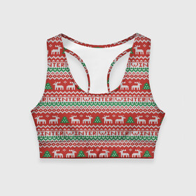 Женский спортивный топ 3D с принтом Deer Christmas Pattern , 82% полиэстер, 18% спандекс Ткань безопасна для здоровья, позволяет коже дышать, не мнется и не растягивается |  | background | christmas | christmas pattern | deer | herringbone | holiday | knitted pattern | new year | pattern | texture | tree | вязаный узор | елка | елочка | новогодний узор | новый год | олени | паттерн | праздник | рождество | текстура | узор | фон