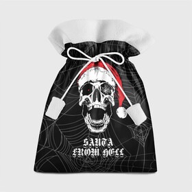 Подарочный 3D мешок с принтом Santa Сlaus from hell , 100% полиэстер | Размер: 29*39 см | christmas | new year | red cap | santa claus | santa from hell | skull | spider web | дед мороз | красный колпак | новый год | паутина | рождество | санта из ада | санта клаус | череп