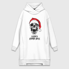 Платье-худи хлопок с принтом Santa Claus from hell. ,  |  | christmas | new year | red cap | santa claus | santa from hell | skull | spider web | дед мороз | красный колпак | новый год | паутина | рождество | санта из ада | санта клаус | череп