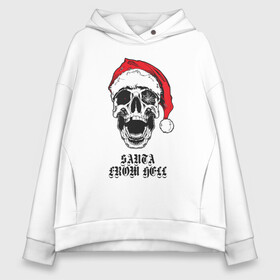 Женское худи Oversize хлопок с принтом Santa Claus from hell. , френч-терри — 70% хлопок, 30% полиэстер. Мягкий теплый начес внутри —100% хлопок | боковые карманы, эластичные манжеты и нижняя кромка, капюшон на магнитной кнопке | Тематика изображения на принте: christmas | new year | red cap | santa claus | santa from hell | skull | spider web | дед мороз | красный колпак | новый год | паутина | рождество | санта из ада | санта клаус | череп