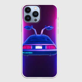 Чехол для iPhone 13 Pro Max с принтом DeLorean DMC 12 Назад в будущее Делориан ретрофутуризм neon ,  |  | neon art | retro futurism | неоновый арт | ретро | ретро футуризм | фантастика