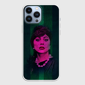 Чехол для iPhone 13 Pro Max с принтом Постер Gaga ,  |  | Тематика изображения на принте: голова | лицо | певица | полоса | портрет
