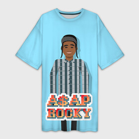 Платье-футболка 3D с принтом Asap 8bit ,  |  | asap rocky | hip hop | rap | rep | асап роки | исполнители | исполнитель | музыка | реп