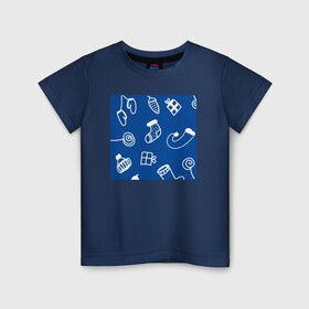 Детская футболка хлопок с принтом Простой НГ паттерн , 100% хлопок | круглый вырез горловины, полуприлегающий силуэт, длина до линии бедер | нг | новогодний | новый год | паттерн | праздничный | рождество | синий
