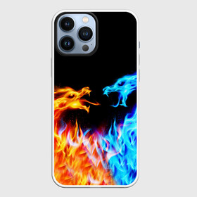 Чехол для iPhone 13 Pro Max с принтом FIRE DRAGONS    ОГНЕННЫЕ ДРАКОНЫ ,  |  | blue fire | dragons | fire | горит | дракон | огонь | плямя | свет | синий