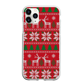 Чехол для iPhone 11 Pro Max матовый с принтом вязаный принт с оленями , Силикон |  | christmas | deer | knitted | new year | print | red | snow | trees | white | wintry | белый | вязаный | елки | зимний | красный | новый год | олени | олень | принт | рождество | снег | снежинка