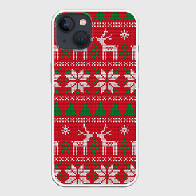 Чехол для iPhone 13 с принтом вязаный принт с оленями ,  |  | christmas | deer | knitted | new year | print | red | snow | trees | white | wintry | белый | вязаный | елки | зимний | красный | новый год | олени | олень | принт | рождество | снег | снежинка