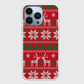 Чехол для iPhone 13 Pro с принтом вязаный принт с оленями ,  |  | christmas | deer | knitted | new year | print | red | snow | trees | white | wintry | белый | вязаный | елки | зимний | красный | новый год | олени | олень | принт | рождество | снег | снежинка