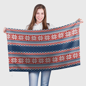 Флаг 3D с принтом Knitted Pattern , 100% полиэстер | плотность ткани — 95 г/м2, размер — 67 х 109 см. Принт наносится с одной стороны | background | christmas | holiday | knitted pattern | new year | pattern | snowflakes | texture | вязаный узор | новый год | паттерн | праздник | рождество | снежинки | текстура | узор | фон