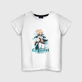 Детская футболка хлопок с принтом Джинн Jean Genshin Impact , 100% хлопок | круглый вырез горловины, полуприлегающий силуэт, длина до линии бедер | anemo | genshin impact | jean | анемо | аниме | геншин импакт | геншин удар | джинн | джинн гуннхильдр | ордо фавониус