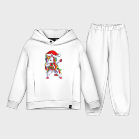 Детский костюм хлопок Oversize с принтом Новогодний Единорог Даб ,  |  | Тематика изображения на принте: christmas | dabbing | santa | unicorn | даббинг | дед мороз | единорог | новый год | радуга | радужный | рождество | санта | снежинка | юникорн