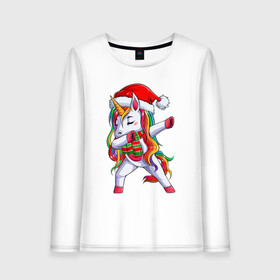 Женский лонгслив хлопок с принтом Новогодний Единорог Даб , 100% хлопок |  | christmas | dabbing | santa | unicorn | даббинг | дед мороз | единорог | новый год | радуга | радужный | рождество | санта | снежинка | юникорн