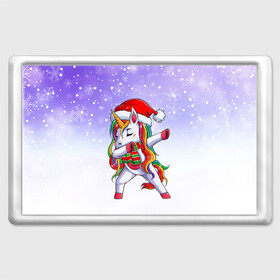 Магнит 45*70 с принтом Xmas Unicorn Dabbing   Рождественский Единорог Даб , Пластик | Размер: 78*52 мм; Размер печати: 70*45 | christmas | dabbing | santa | unicorn | даббинг | дед мороз | единорог | зима | новый год | радуга | радужный | рождество | санта | снег | снежинка | юникорн