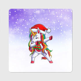 Магнит виниловый Квадрат с принтом Xmas Unicorn Dabbing   Рождественский Единорог Даб , полимерный материал с магнитным слоем | размер 9*9 см, закругленные углы | Тематика изображения на принте: christmas | dabbing | santa | unicorn | даббинг | дед мороз | единорог | зима | новый год | радуга | радужный | рождество | санта | снег | снежинка | юникорн